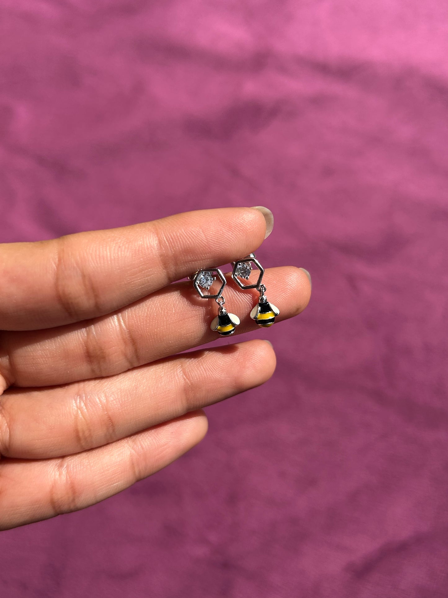 Premium Bee Hanging Studs By Siva Silver