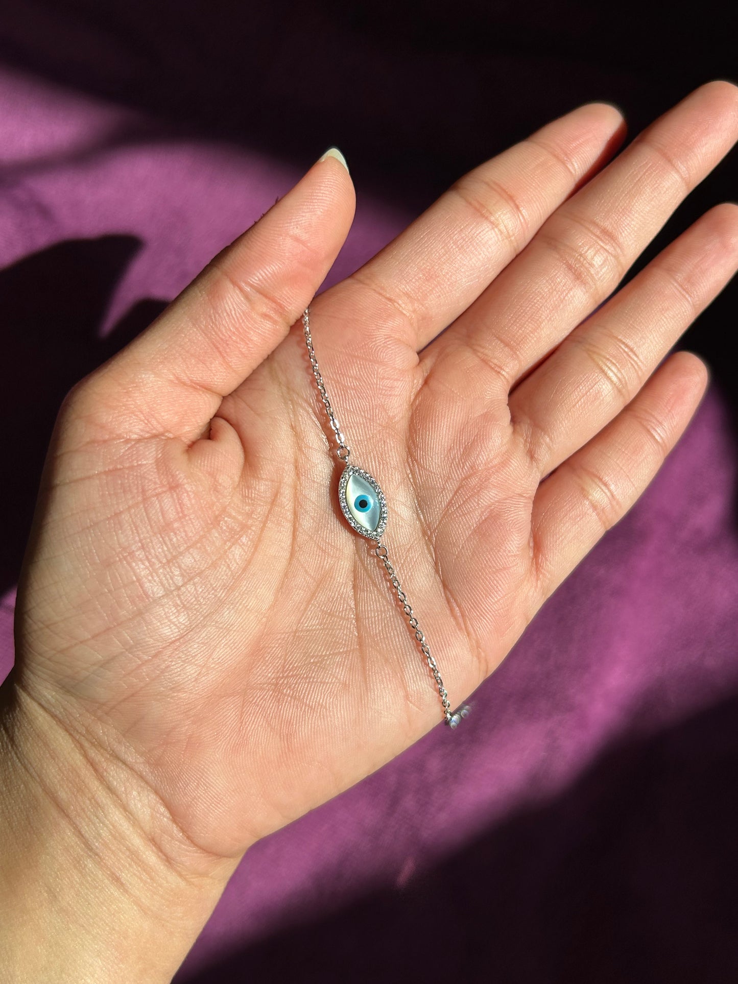 Premium Minimal Evil Eye Bracelet By Siva Silver