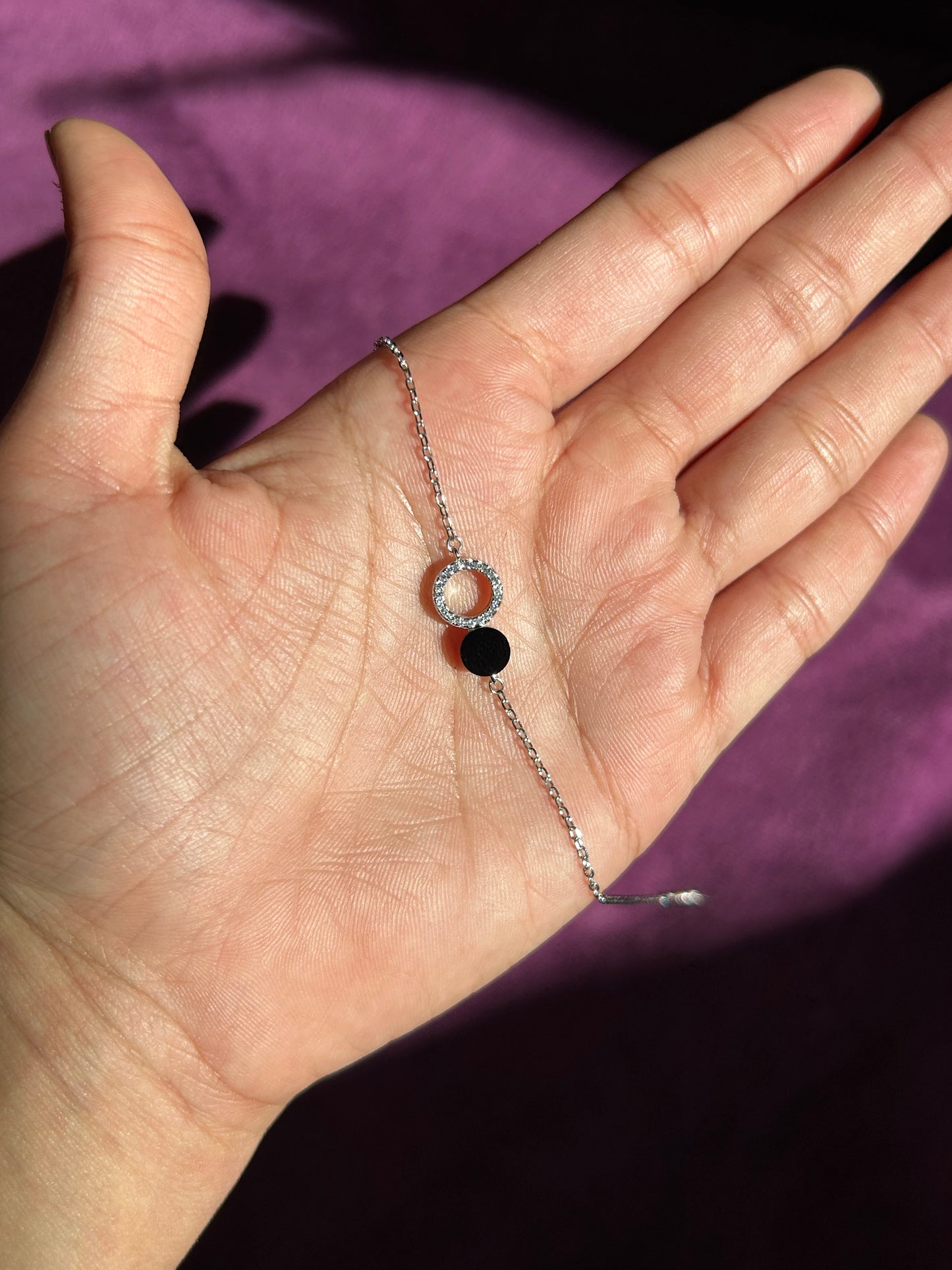 Premium Circle With Black Stone Bracelet By Siva Silver