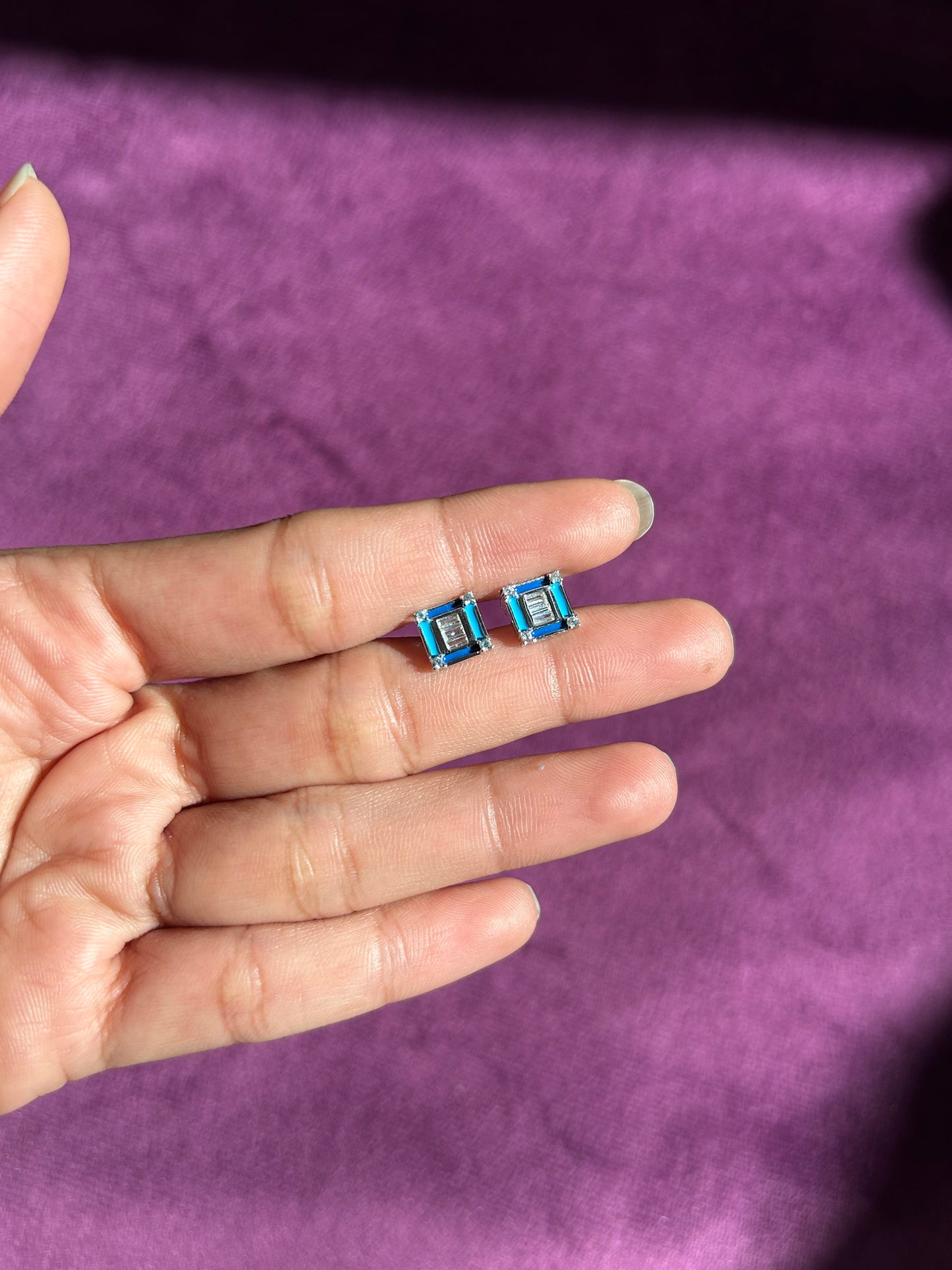 Premium Blue Studs By Siva Silver