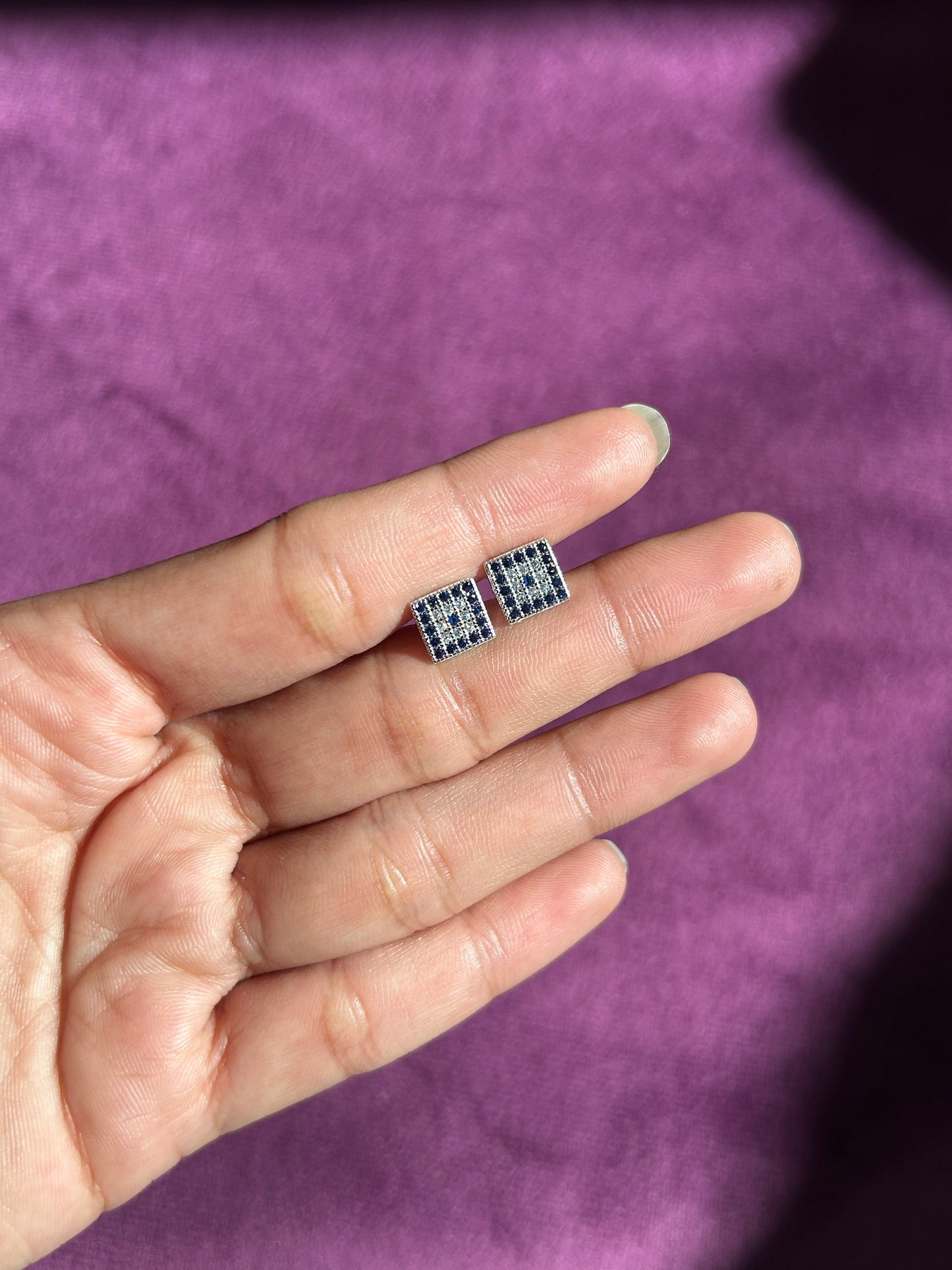 Premium Blue Evil Eye Style Studs By Siva Silver