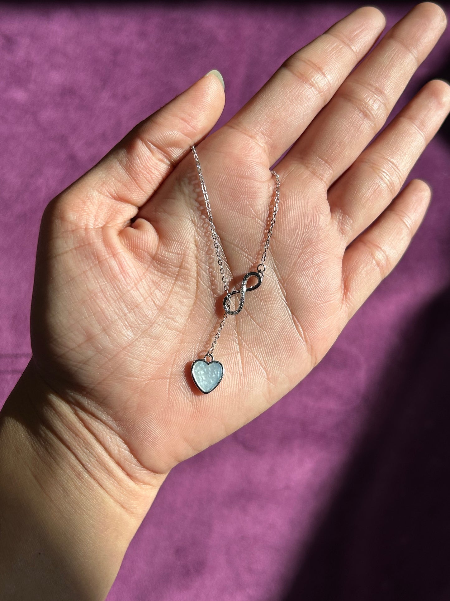 Infinity With Hanging Heart Neckpiece