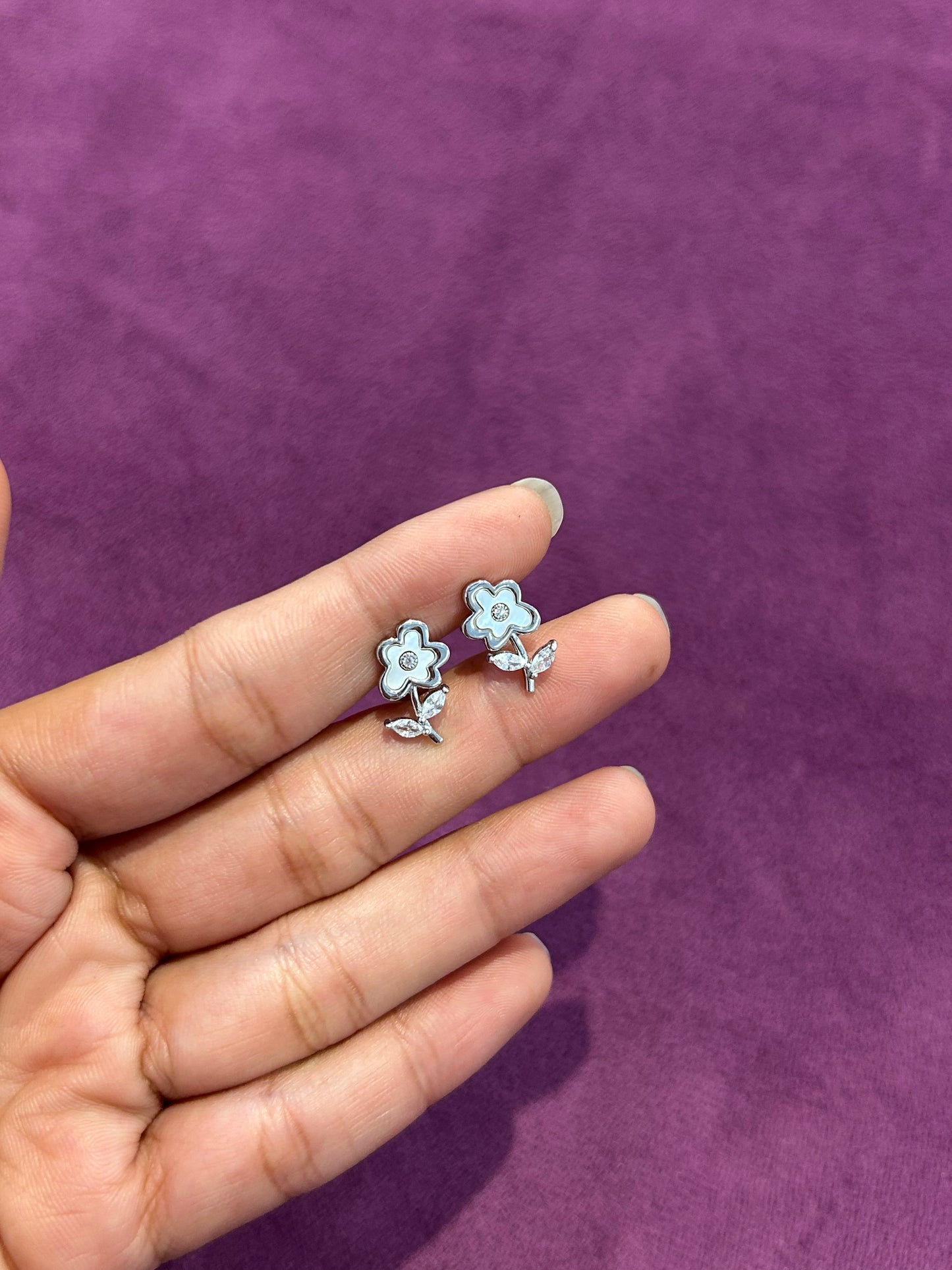 Premium Mop Flower Studs By Siva Silver